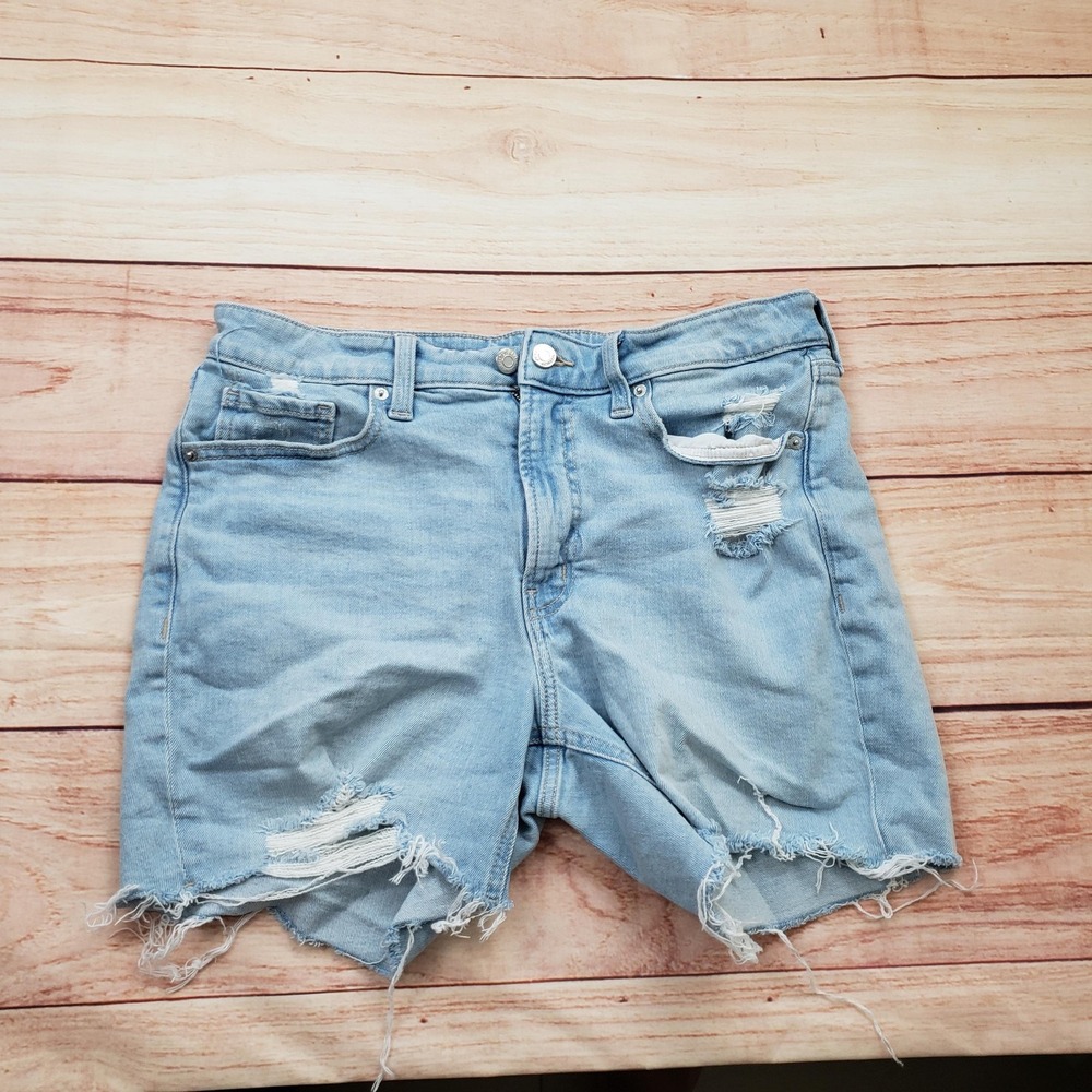 Old Navy Shorts Womens 12 Light Wash Distressed High Rise Denim Cutoff
